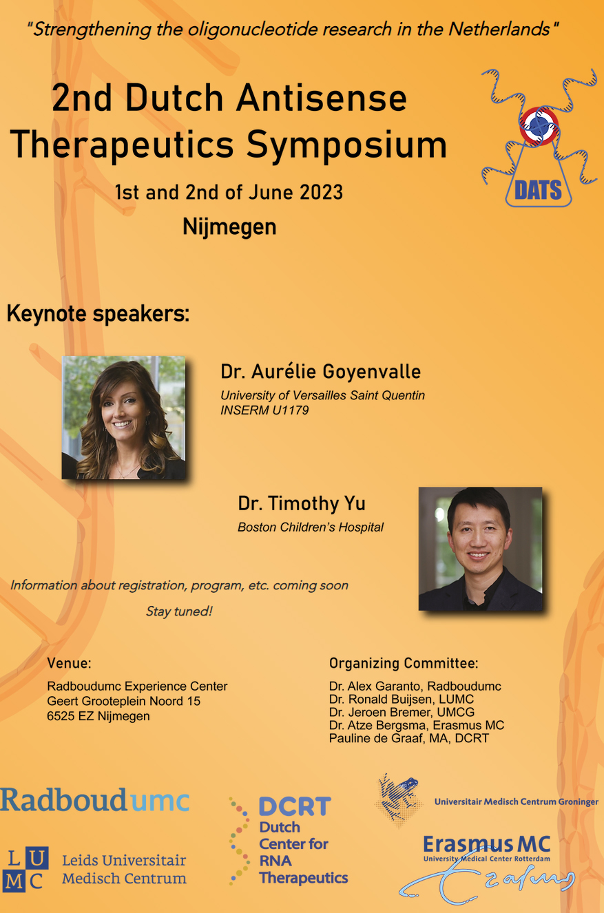 2nd Dutch Antisense Therapeutics Symposium @ Radboudumc Experience Center | Nijmegen | Gelderland | Netherlands